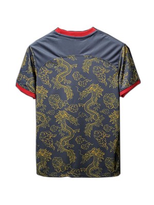 China dragon jersey soccer uniform men's football kit black sports tops shirt 2022